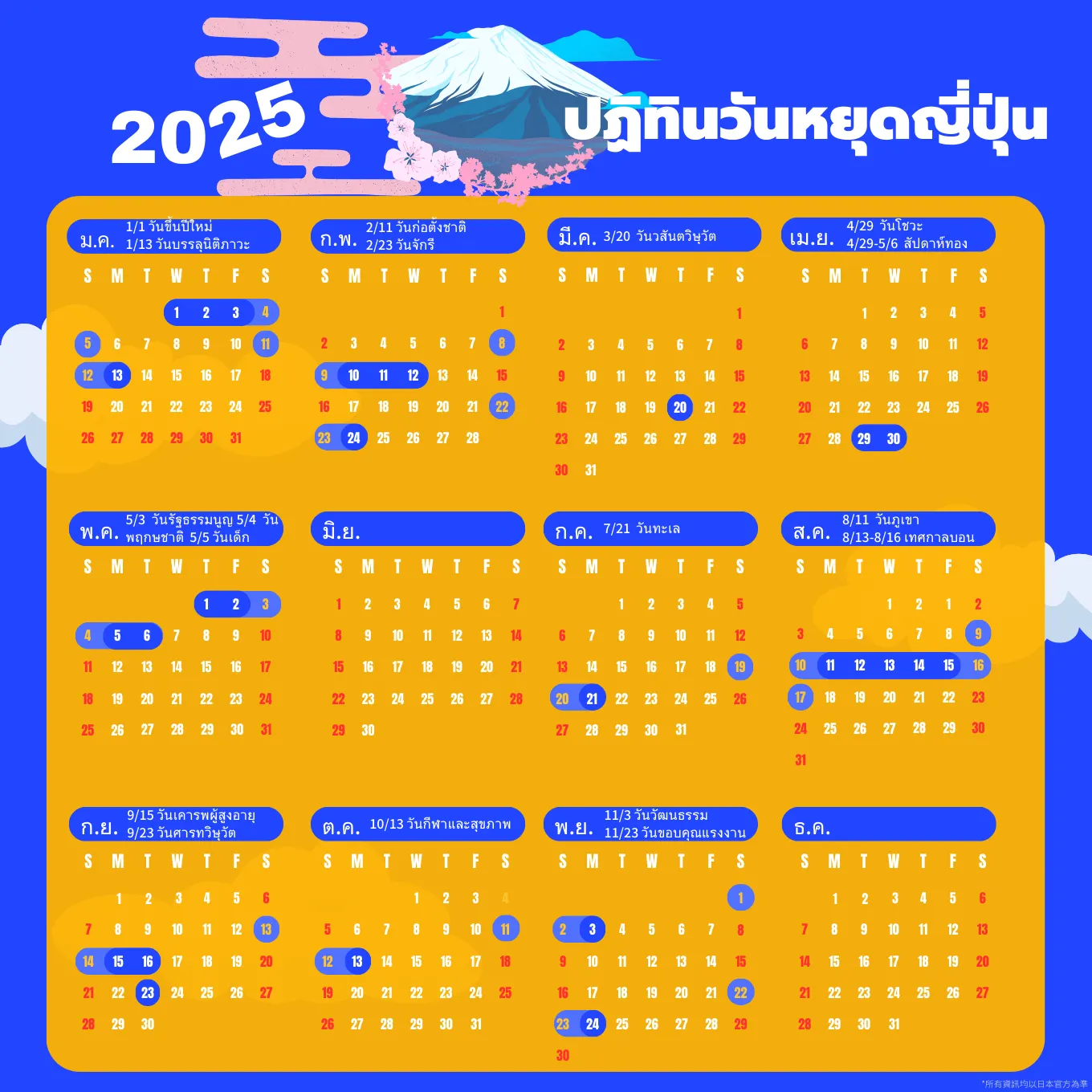 วันหยุดญี่ปุ่น 2568